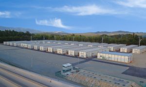 応急仮設住宅の外観1。上空から。応急仮設住宅が規則的に建ち並ぶ団地の様子。